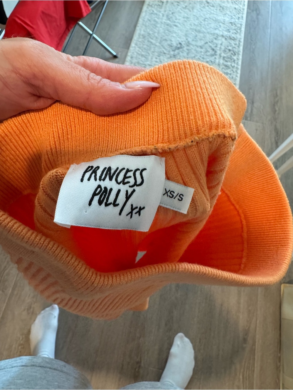 Princess Polly Orange Ribbed Midi Skirt